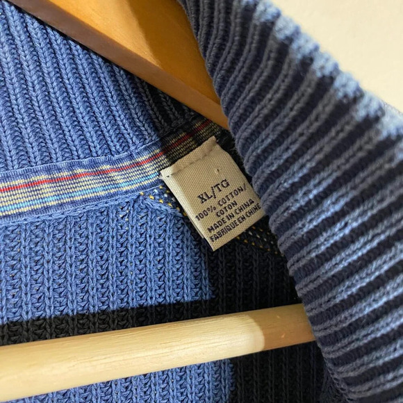 Tommy Bahama Jeans 1/4 Zip Ribbed Knit Pullover Sweater Men's XXL Blue Stretch - Picture 7 of 12